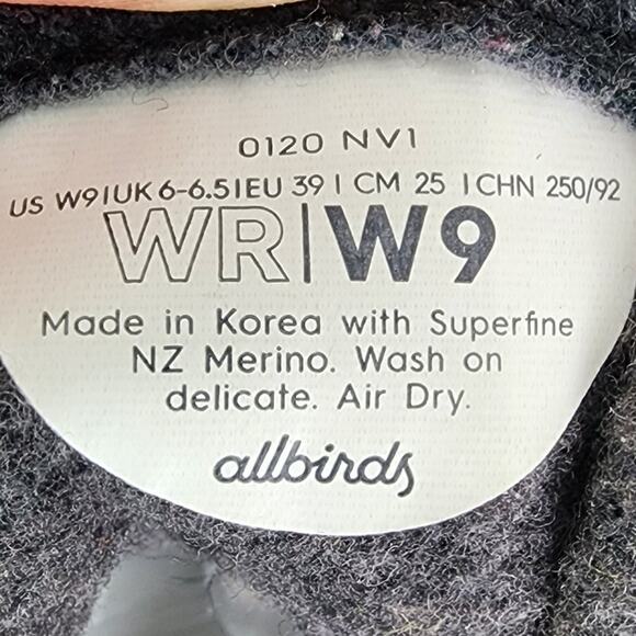 Allbirds Sneakers Women 9M Mizzle Wool Runners 0120 NV1 Grey Cream Sole Low Top - Picture 10 of 10